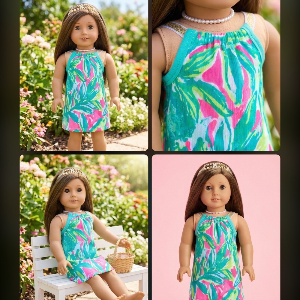 Guac Print Doll Shift Dress in Bright Pink & Green - Classic Doll Apparel